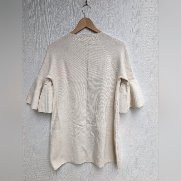 Moth Chester Ivory Crew Neck Bell Sleeve Pullover Knit Sweater Dress Medium - Picture 6 of 6